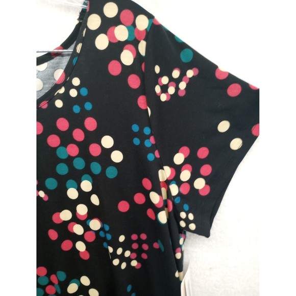 NWT LuLaRoe Tunic Top Plus Size 3XL Black with Colorful Dots Stretch Lightweight - Picture 4 of 16